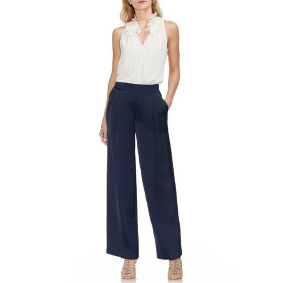 NWT Vince Camuto satin wide leg elastic waist dress trouser pants sz 12 - Picture 1 of 7